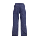 Blue Polyester Casual Pants